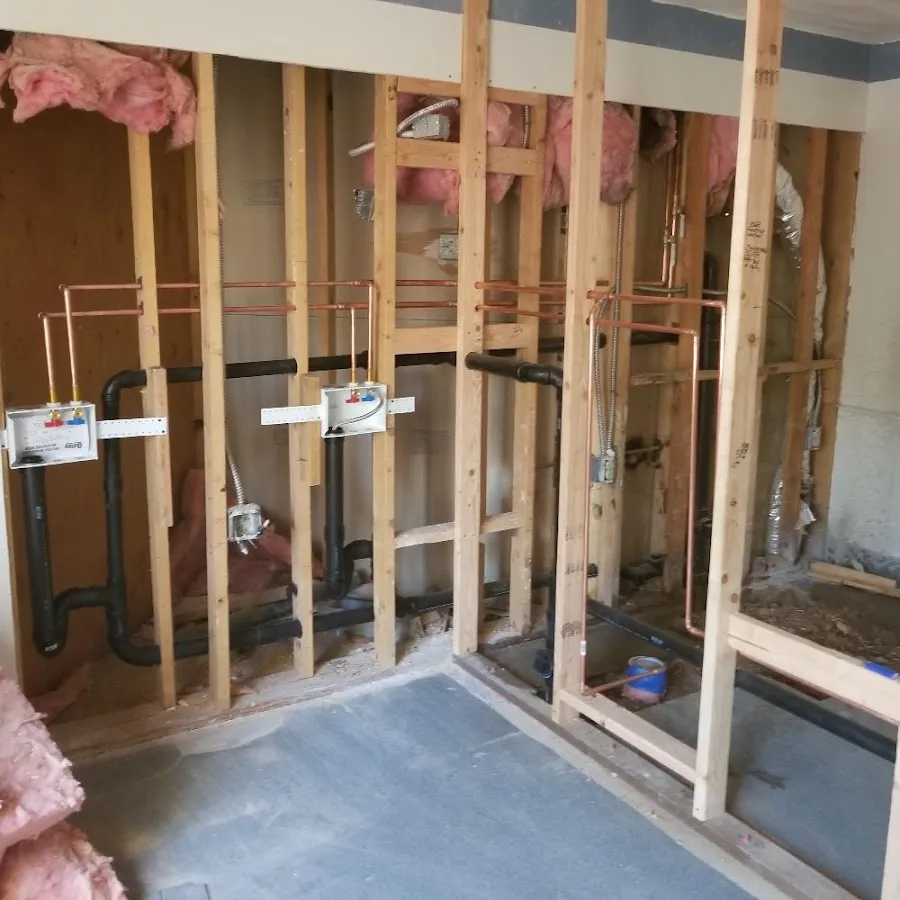 Copper pipe rough-in and plumbing installation in Leicester